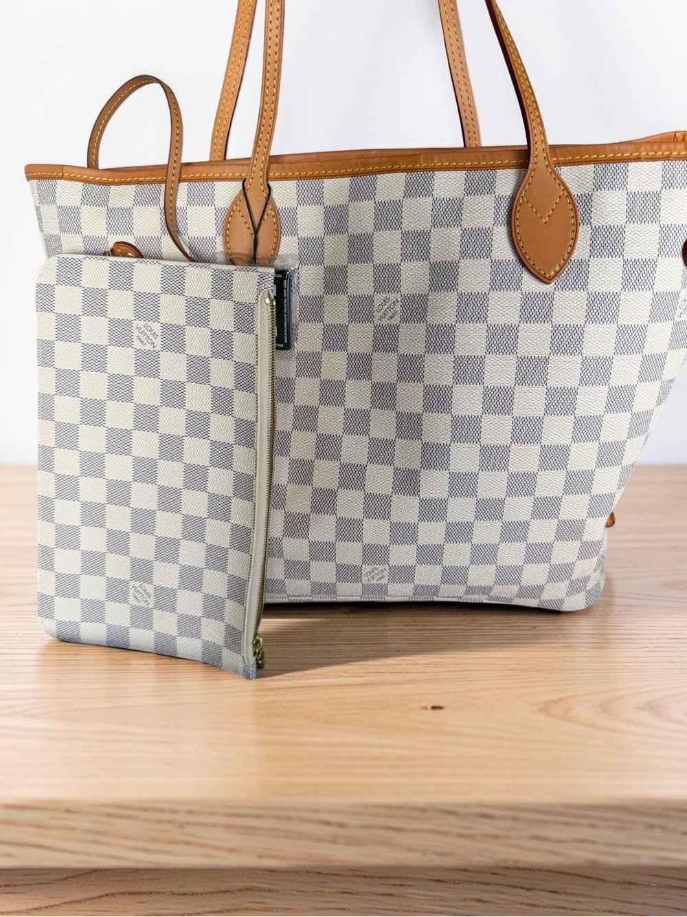 Authentic Preowned Louis Vuitton Damier Azur Neverfull MM Canvas Tote Handbag